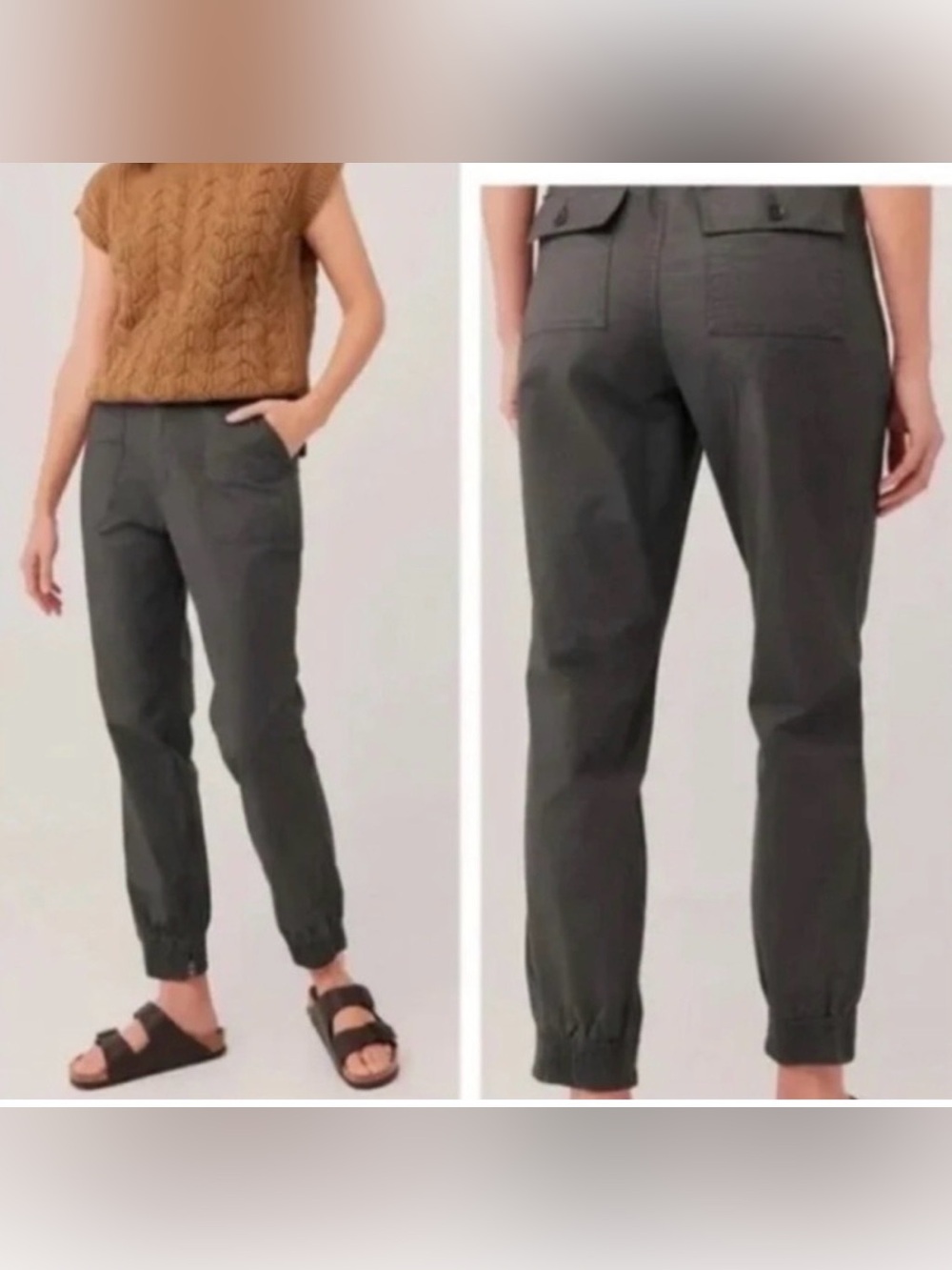 Pact organic cotton  Olive army Green pants twill chino joggers zipper utility